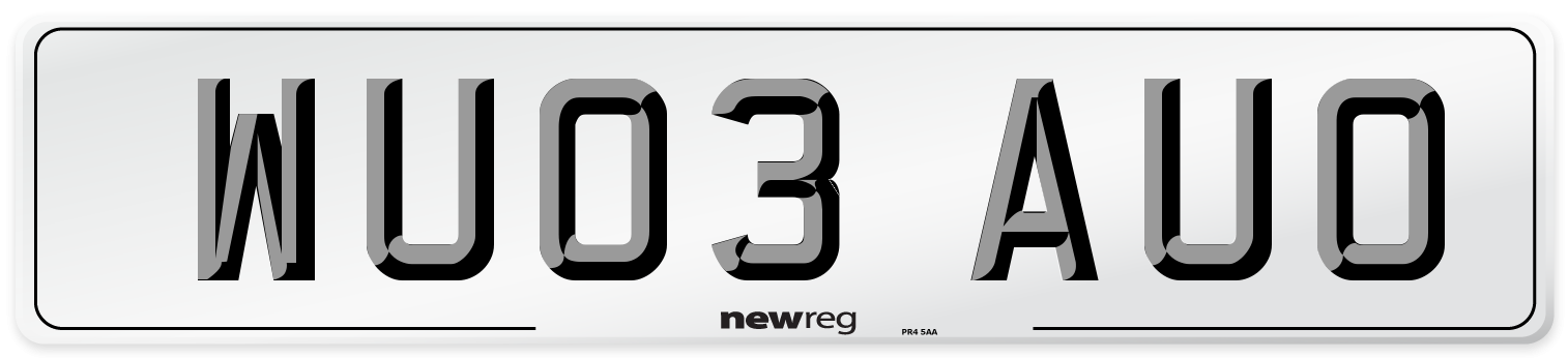 WU03 AUO Number Plate from New Reg